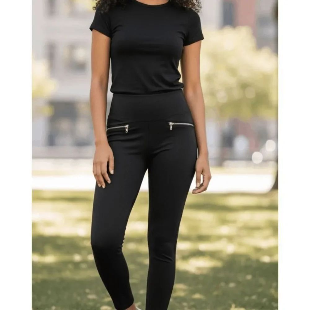 White House black market black silver runway legging size 10